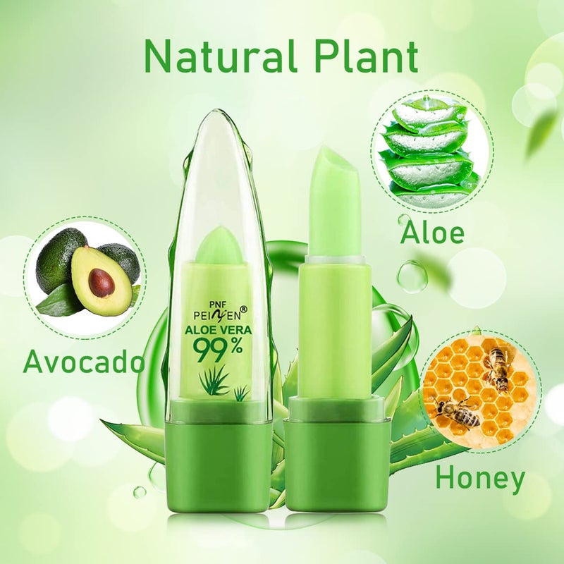 Eakroo 2 Pack Aloe Vera Lipstick, Long Lasting Lip Care Nutritious Plumper Lip Balm, Moisturizer Magic Color Changing Crystal Jelly Lipstick, Lip Gloss Matte Makeup Tinted Lip Balm (Green A) - Image 3