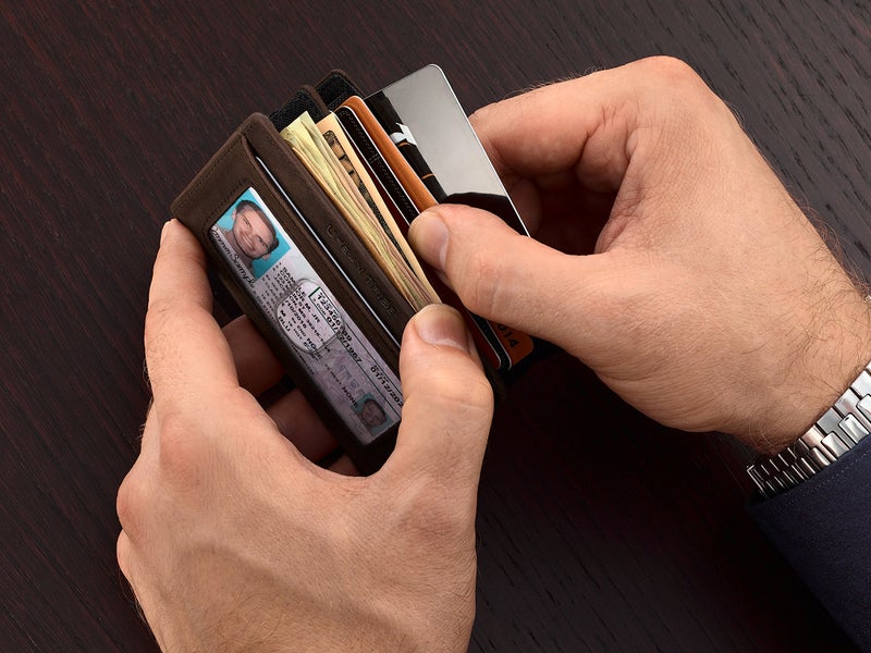 URBAN TRIBE Compact RFID Sleeve Wallet Premium Leather Minimalist Money Clip Card Holder 10 Cards - Image 3