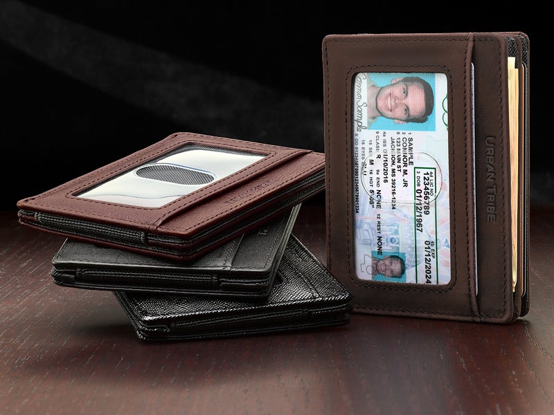 URBAN TRIBE Compact RFID Sleeve Wallet Premium Leather Minimalist Money Clip Card Holder 10 Cards - Image 5