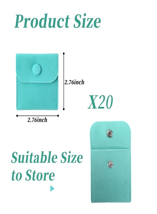 VIOCIWUO 20PCS Velvet Jewelry Pouches with Snap Button, Small Microfiber Velvet Jewelry Bag for Storing Ring Bracelets Necklaces Earring(Light Green) - Image 2