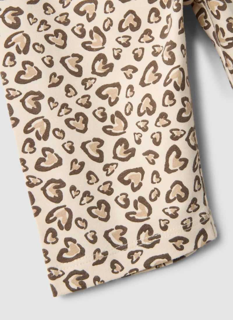 Ovs  OVS Beige Organic Cotton Skinny Cycling Shorts With Heart Print For Girls for Women | Best Price UAE