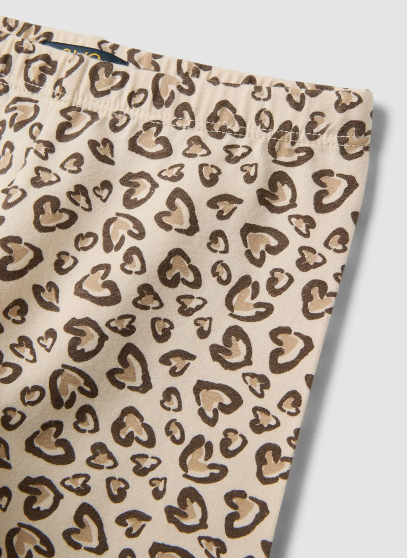 Ovs  OVS Beige Organic Cotton Skinny Cycling Shorts With Heart Print For Girls for Women | Best Price UAE