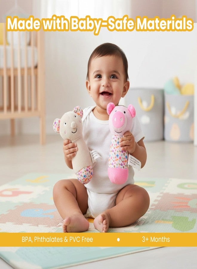 nuluv Sensory Cuddlies for Babies, Soft Plush Toys with Rattle, Squeaker and Crinkle Sounds, Lightweight Non-Toxic, BPA-Free, Travel-Friendly, Baby Development Toys for 3+ Months - Image 5