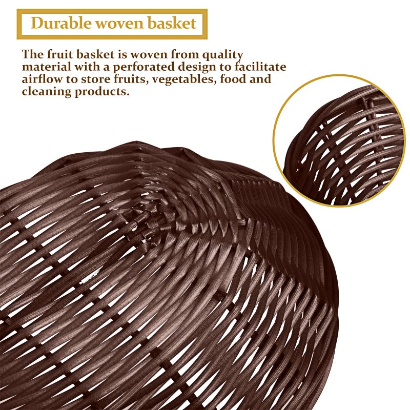 Jetec 12 قطعة سلة طعام بيضاوية لتخزين الطعام سلة فارغة سلة فواكه سلال هدايا مع 60 قوس ملون و 30 كيس هدايا شفاف للمطبخ والمطعم (بني داكن 9 × 6 × 2.24 بوصة) - Image 4