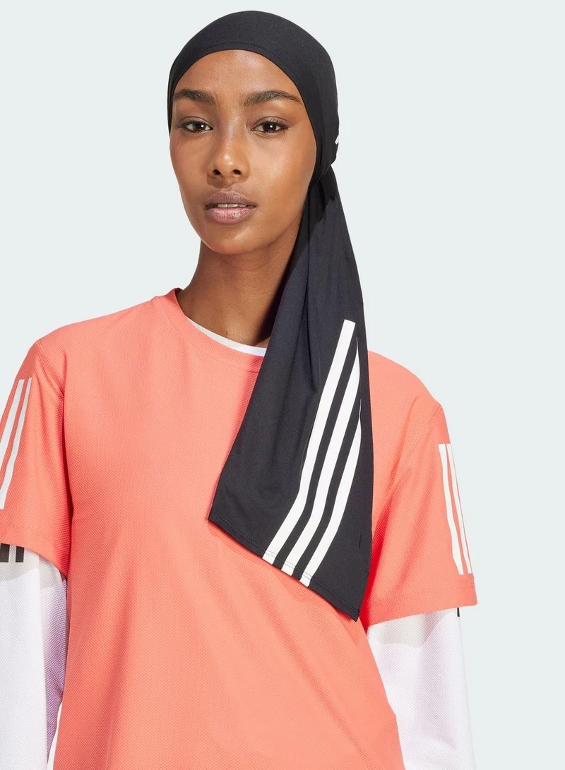 adidas حجاب جري أسود للنساء مقاس واحد