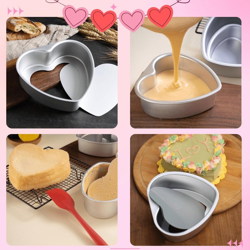 Youeon 3 Pack 4/6/8 Inch Heart Shaped Cake Pans with Removable Bottom, Nonstick Aluminum Cheesecake Baking Molds for Valentine's Day, Birthday, Wedding & Holiday Baking - Image 4