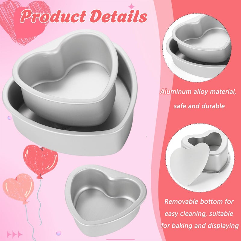 Youeon 3 Pack 4/6/8 Inch Heart Shaped Cake Pans with Removable Bottom, Nonstick Aluminum Cheesecake Baking Molds for Valentine's Day, Birthday, Wedding & Holiday Baking - Image 3