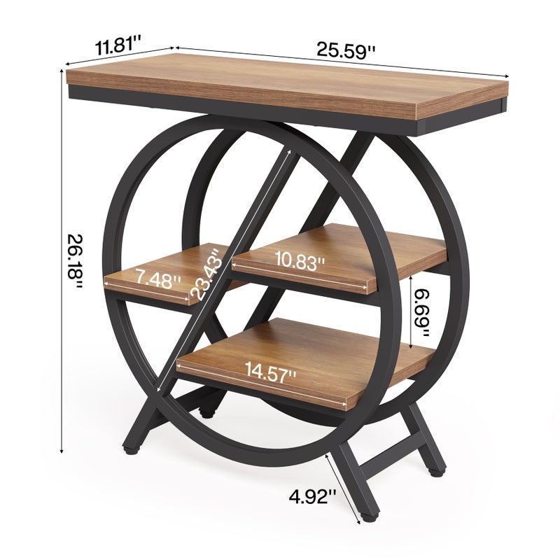 LITTLE TREE End Table, Narrow Side Table with 4-Tier Large Storage Space, Modern Bedside Table for Living Room, Home Office, Bedroom, Natural - Image 2