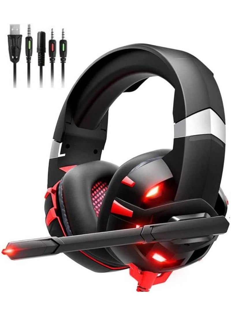 Gaming Headphone Onikuma K1B Wired Gaming Headset With Stereo Surround Sound ,Led Light(Black/Red),Over Ear - Image 1