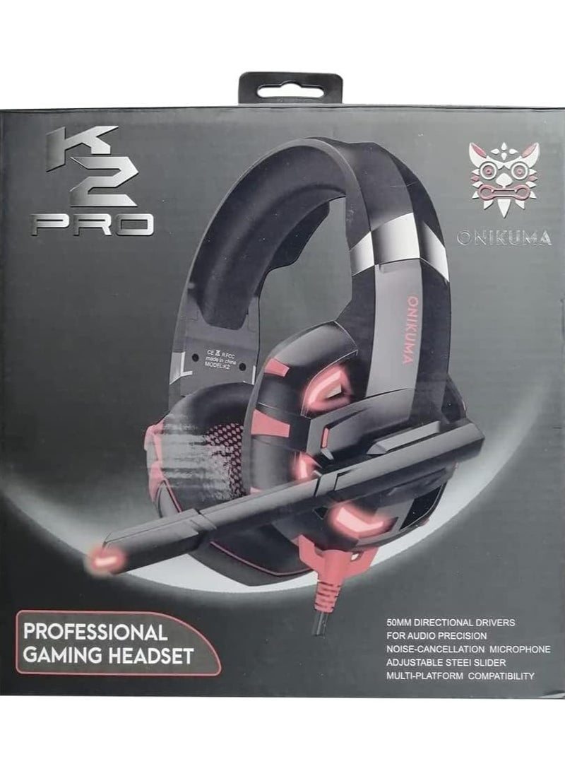Gaming Headphone Onikuma K1B Wired Gaming Headset With Stereo Surround Sound ,Led Light(Black/Red),Over Ear - Image 3