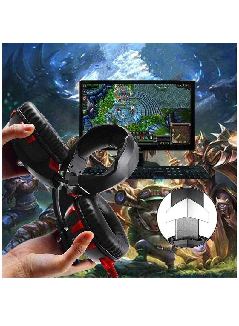 Gaming Headphone Onikuma K1B Wired Gaming Headset With Stereo Surround Sound ,Led Light(Black/Red),Over Ear - Image 4