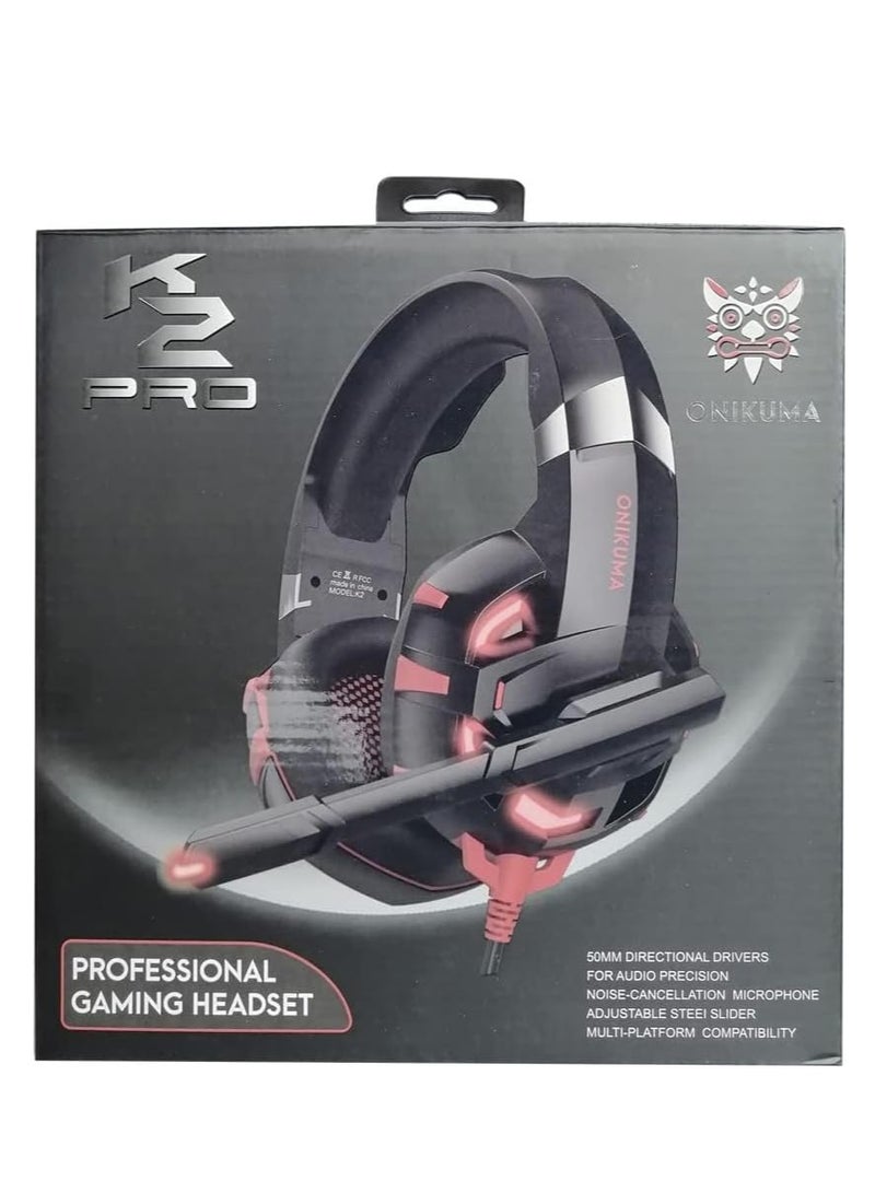 Gaming Headphone Onikuma K1B Wired Gaming Headset With Stereo Surround Sound ,Led Light(Black/Red),Over Ear - Image 2