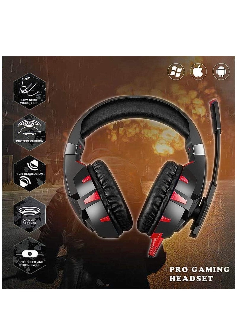 Gaming Headphone Onikuma K1B Wired Gaming Headset With Stereo Surround Sound ,Led Light(Black/Red),Over Ear - Image 5