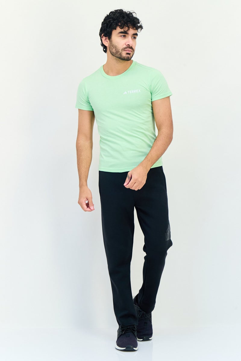 Adidas Men Sportswear Fit Short Sleeve Outdoor T-Shirt, Lime Green - Image 3