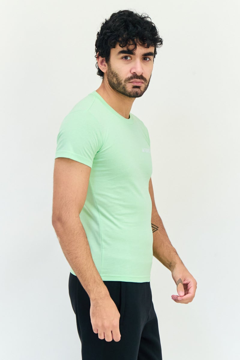 Adidas Men Sportswear Fit Short Sleeve Outdoor T-Shirt, Lime Green - Image 2