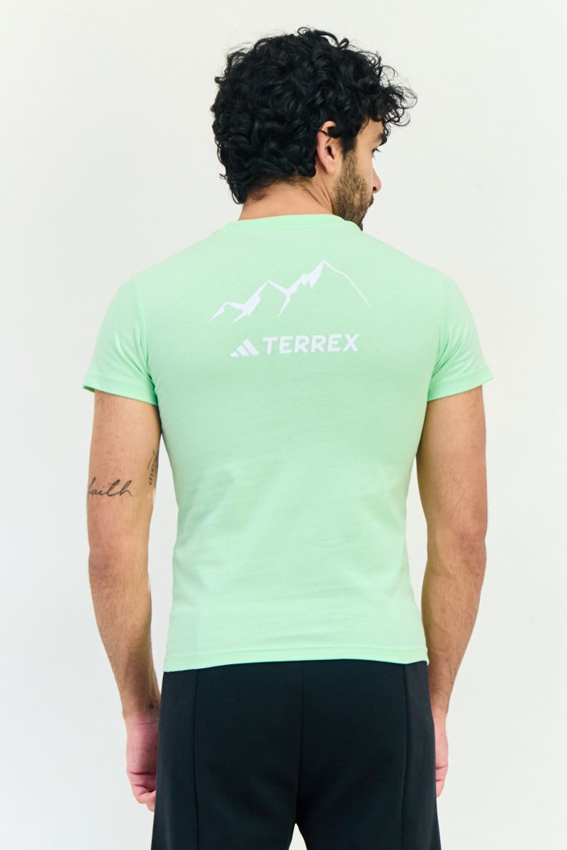 Adidas Men Sportswear Fit Short Sleeve Outdoor T-Shirt, Lime Green - Image 4