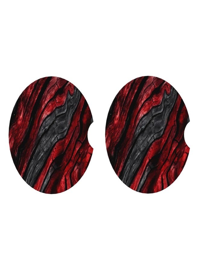 Sozzjile Black Red Wood Grain Absorbent Car Coasters for Cup Holders, 2 Pack Ceramic Car Cup Holder Coaster with Cork Back and Finger Slot Cute Auto Accessories for Women & Men - Image 3