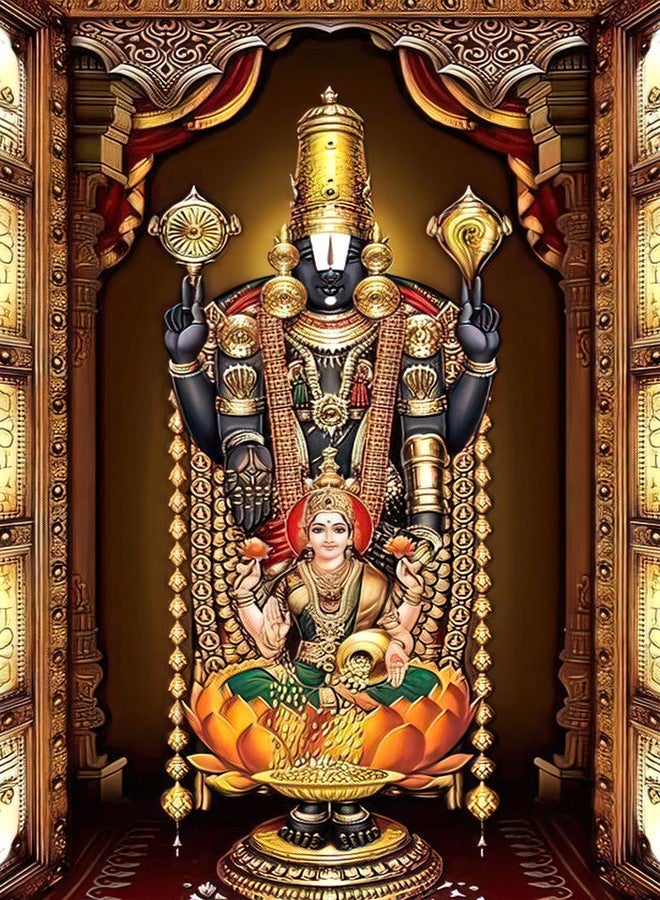 wallpics Vinyl Tirupati Balaji Poster For Wall | Lord Tirupati Poster For Home And Office With Self Adhesive (Multicolor Unframed) II (60Cm X 90Cm) Jican5017-3 - Image 1