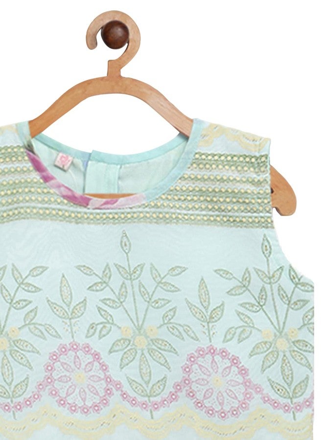 Ahalyaa Girls Aqua Blue Organza Printed Lehenga Choli For Kids (35K-308-COM-KDTPSK-5-6Y-RL) - Image 4