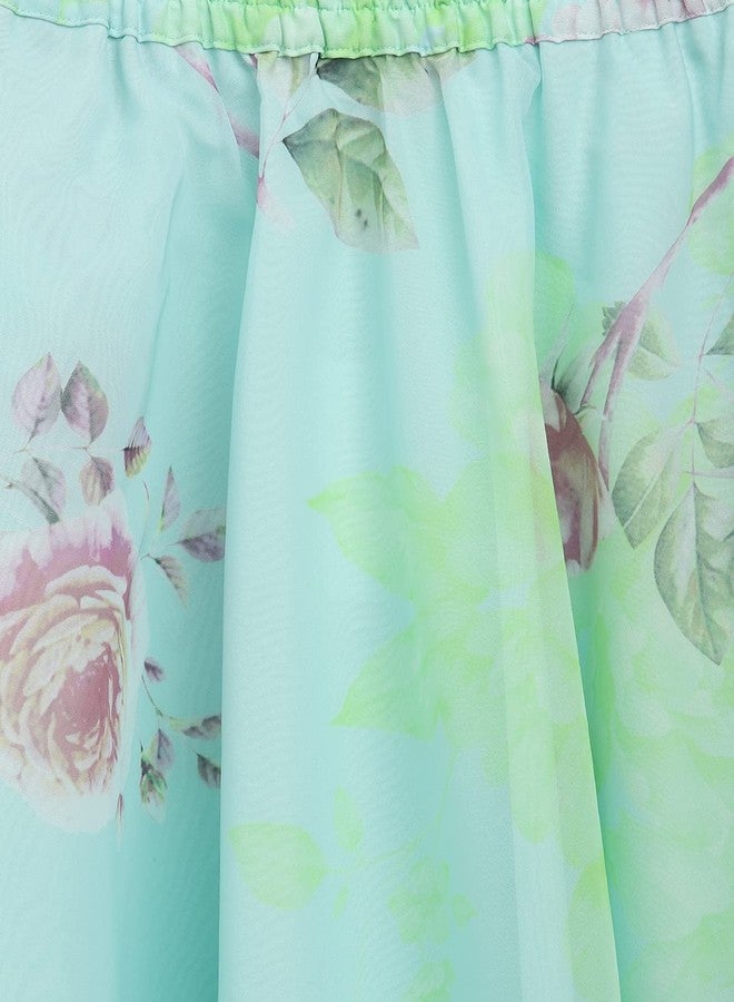 Ahalyaa Girls Aqua Blue Organza Printed Lehenga Choli For Kids (35K-308-COM-KDTPSK-5-6Y-RL) - Image 5