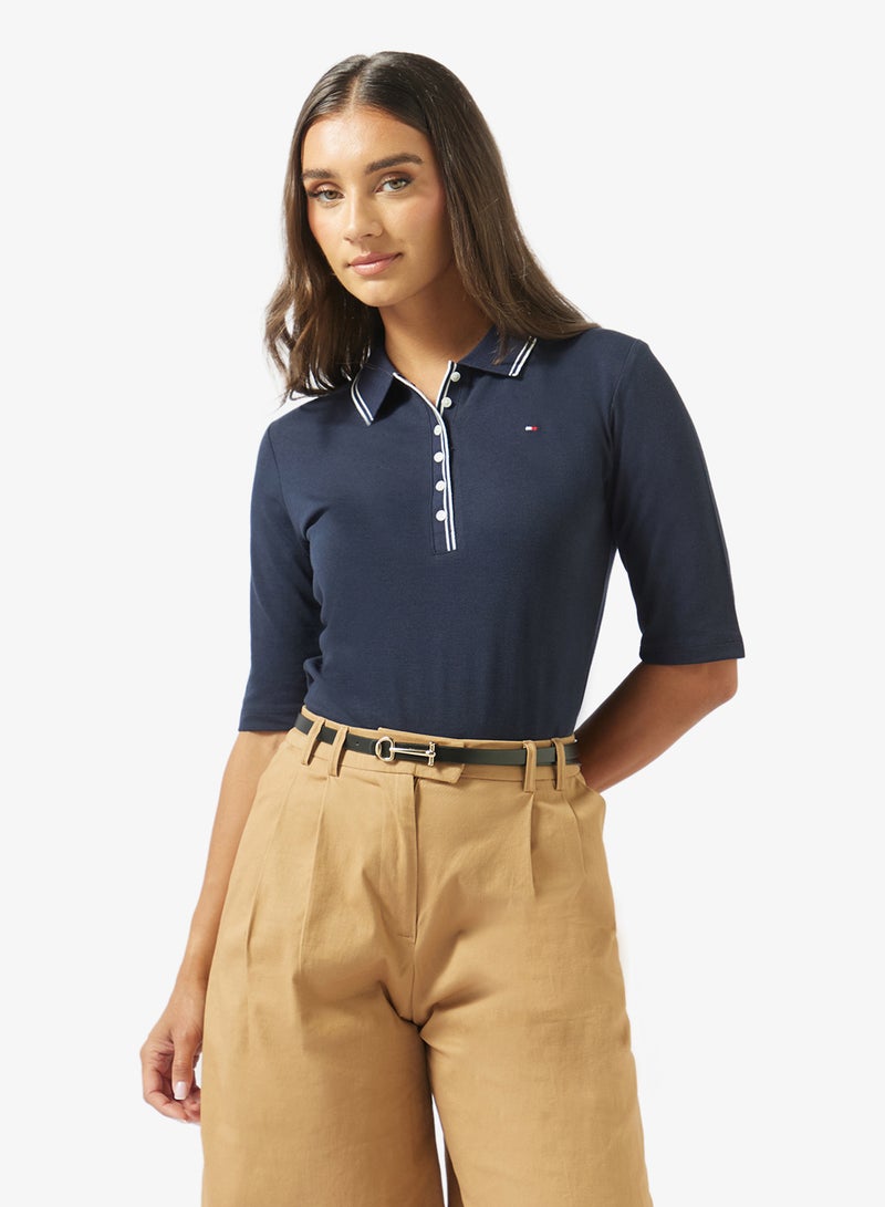 TOMMY HILFIGER Slim Fit Tipped Half Sleeve Polo Shirt - Image 1