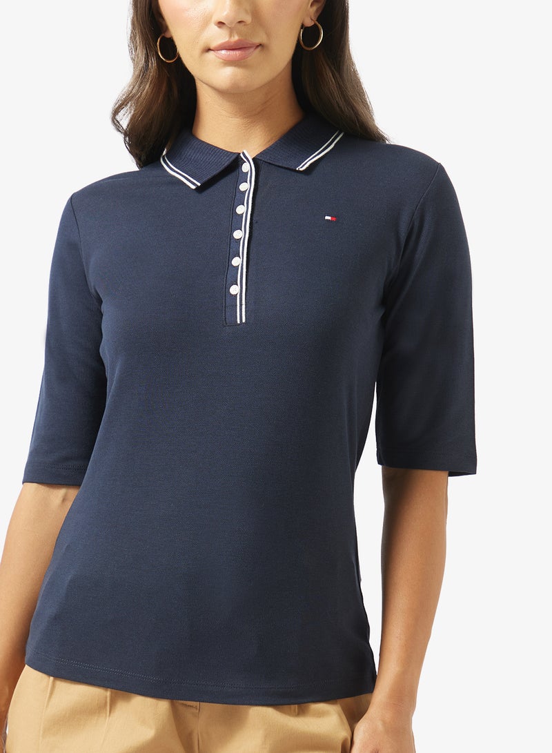 TOMMY HILFIGER Slim Fit Tipped Half Sleeve Polo Shirt - Image 3