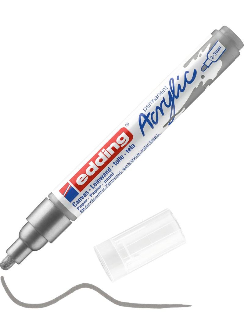 Edding 5100 Medium Tip Acrylic Marker - Silver - 2-3mm Round Tip  - Image 1
