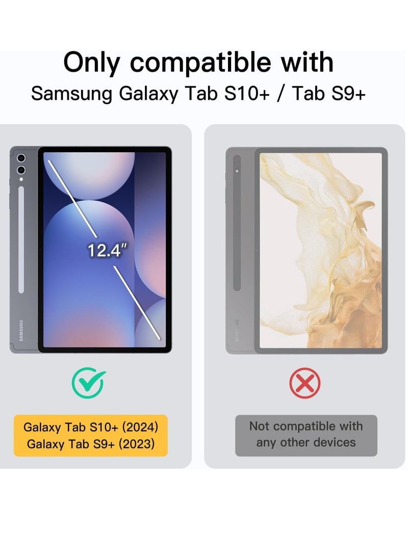 NEW Case for Samsung Galaxy Tab S10 Plus / Tab S9 Plus 12.4-Inch – Soft TPU Tri-Fold Stand Protective Cover with S Pen Holder, S Pen Charging Support, Auto Wake/Sleep (White)
