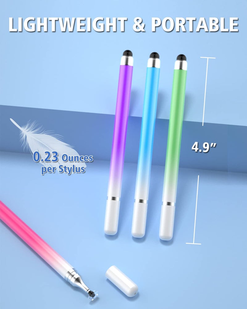 AmberVec Stylus Pens for Touch Screens, Universal 2 in 1 Stylus Pen for iPad Compatible with iPhone, iPad, Android, Microsoft Tablets, Phones, Surface,[5 Pack]-Blue,Green,Pink,Purple,Yellow - Image 4