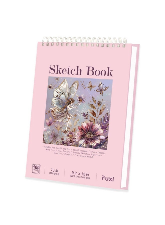 Fuxi Sketch Book for Girls - 9"x12" Spiral Drawing Paper Pad, 100 Sheets (73lb/120gsm), Art Supplies for Adults, Kids Art Supplies, Stocking Stuffers for Girls, 1-Pack. - Image 1