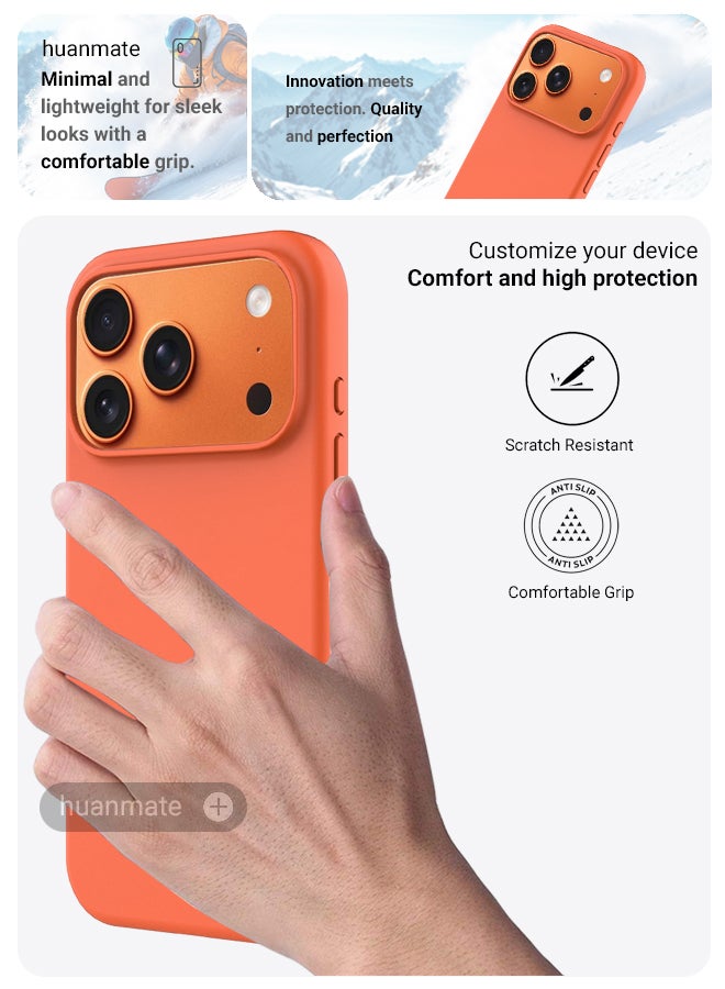 huanmate Apple iPhone 17 Pro Max Silicone Cover Orange - Premium 2.0mm TPU Silicon, Enhanced Camera Protection with Lens Shield, Shockproof & Water-Proof Cover for Apple iPhone 17 Pro Max - Image 3