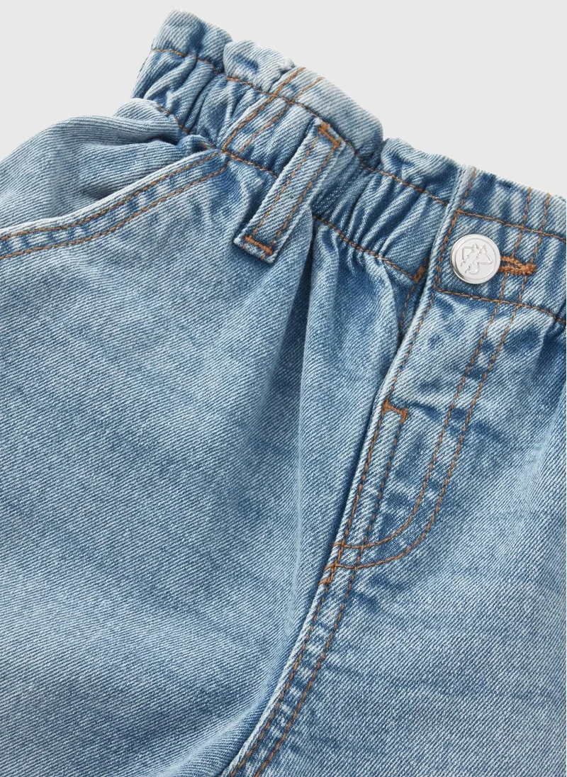 Matalan Girls Blue Paper Bag Wide Leg Jeans