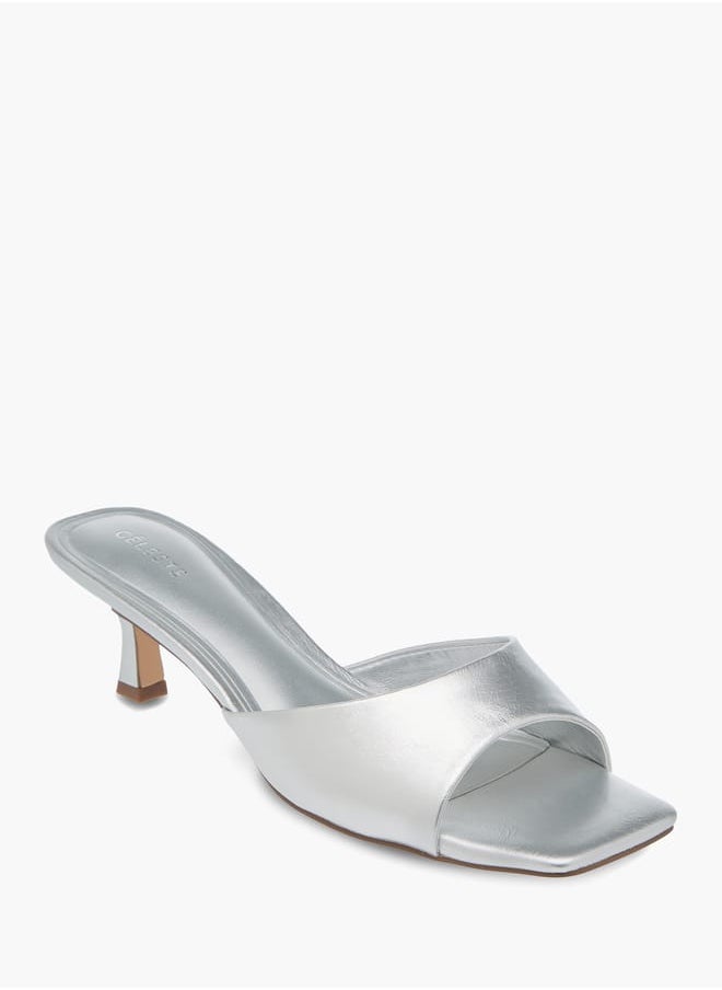 Celeste Womens Solid Slip-On Sandals With Kitten Heels  - Image 1