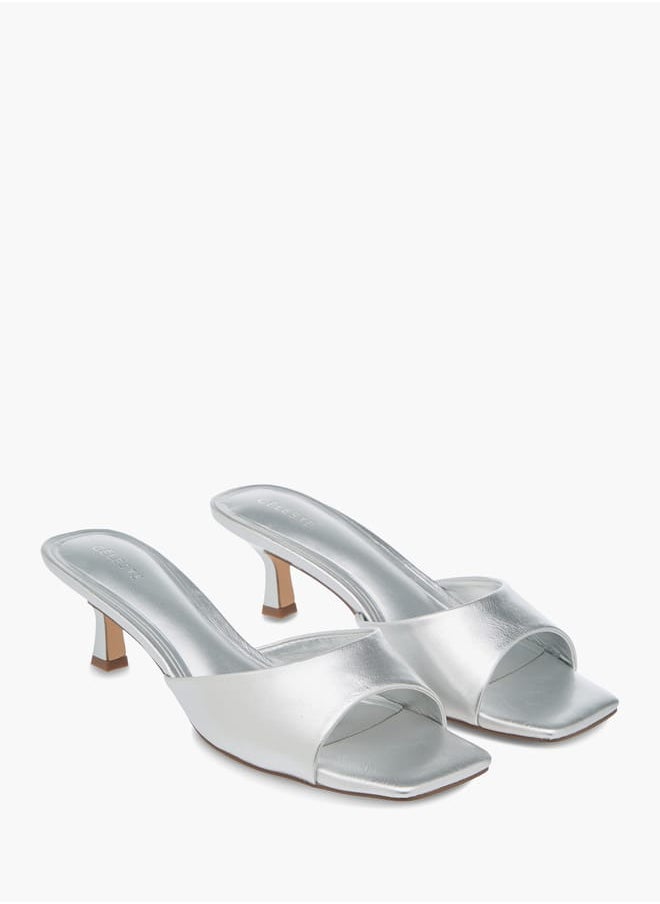 Celeste Womens Solid Slip-On Sandals With Kitten Heels  - Image 2