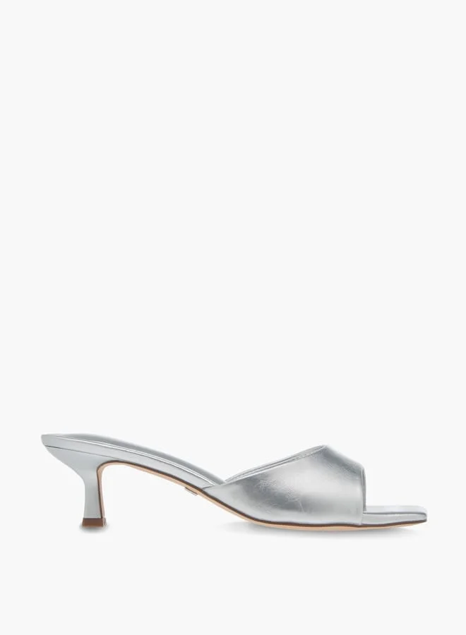 Celeste Womens Solid Slip-On Sandals With Kitten Heels