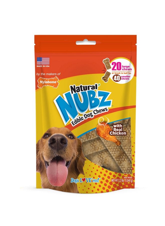 Nylabone Nubz Natural Edible Chew Treats for Dogs, Long Lasting Chews Made in USA, Chicken Flavor, Large - Up to 50 lbs. (20 Count) - Image 1