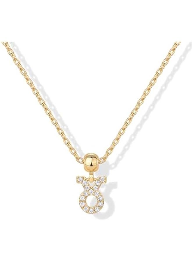 PAVOI Adjustable Gold Charm Necklace for Women - 14K Gold Plated Chain Dainty Initial Necklaces for Women - Trendy Letter Zodiac Birthstone Cubic Zirconia Charm Pendants - Hypoallergenic Jewelry Gift - Image 1