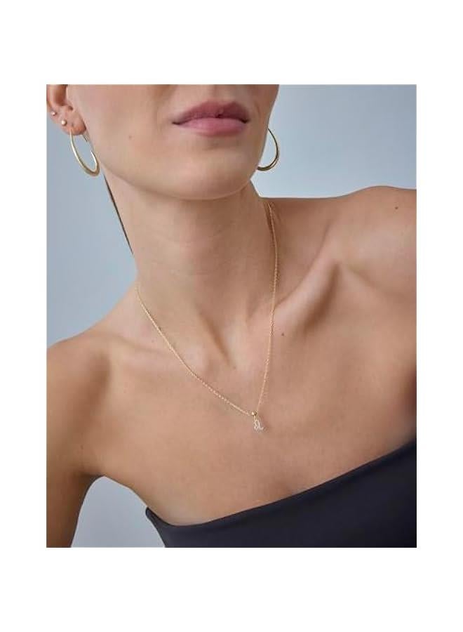 PAVOI Adjustable Gold Charm Necklace for Women - 14K Gold Plated Chain Dainty Initial Necklaces for Women - Trendy Letter Zodiac Birthstone Cubic Zirconia Charm Pendants - Hypoallergenic Jewelry Gift - Image 3