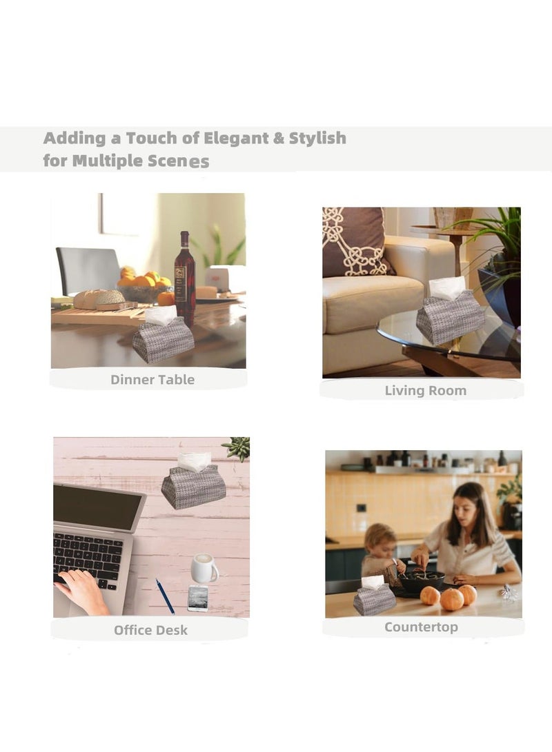 Y&D Tissue Box Cover, Cover for Car, Rectangular PU Leather Weave Texture Box, Home Decorations Living Room, Bedroom and Office, Vanity, Night Stands - Image 3