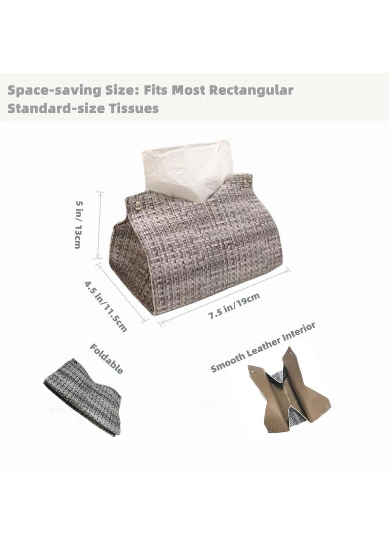 Y&D Tissue Box Cover, Cover for Car, Rectangular PU Leather Weave Texture Box, Home Decorations Living Room, Bedroom and Office, Vanity, Night Stands - Image 4