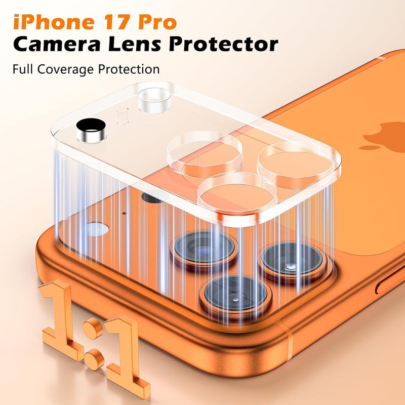 imluckies 3 Pack for iPhone 17 Pro 6.3" Camera Lens Protector, HD Clear Tempered Glass Camera Accessories, 9H Hardness Anti-Scratch Screen Cover, Case Friendly[Not Affect Night Shots] - Image 2
