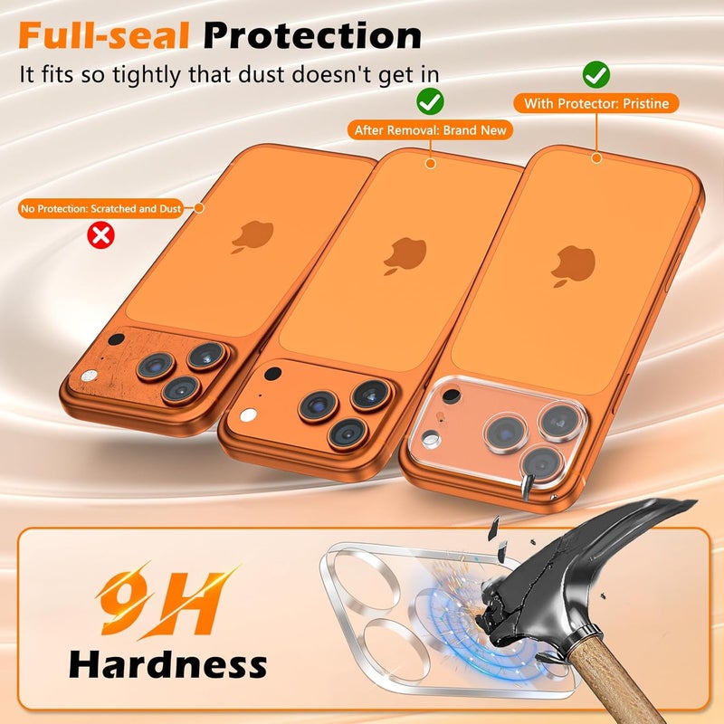 imluckies 3 Pack for iPhone 17 Pro 6.3" Camera Lens Protector, HD Clear Tempered Glass Camera Accessories, 9H Hardness Anti-Scratch Screen Cover, Case Friendly[Not Affect Night Shots] - Image 3