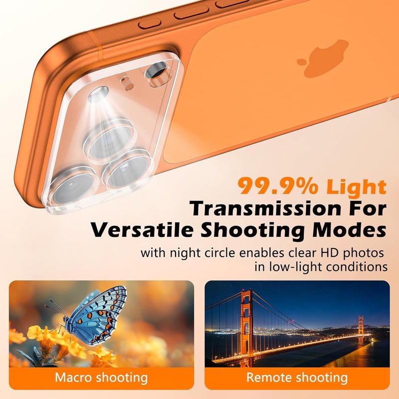 imluckies 3 Pack for iPhone 17 Pro 6.3" Camera Lens Protector, HD Clear Tempered Glass Camera Accessories, 9H Hardness Anti-Scratch Screen Cover, Case Friendly[Not Affect Night Shots] - Image 4
