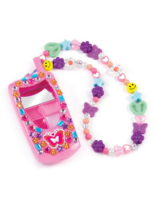 3C4G Make It Real Flip Phone Lip Gloss Set & DIY Lanyard - 7 Strawberry-Scented Lip Gloss Colors - Decorate with Gems & Stickers - Fun Makeup Kit for Girls for Kids Ages 6+ - Image 4