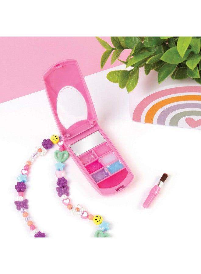 3C4G Make It Real Flip Phone Lip Gloss Set & DIY Lanyard - 7 Strawberry-Scented Lip Gloss Colors - Decorate with Gems & Stickers - Fun Makeup Kit for Girls for Kids Ages 6+ - Image 5