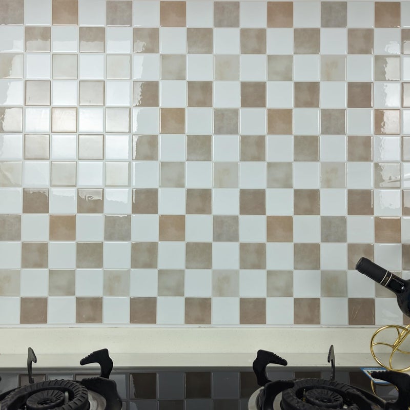Alwayspon 10 Sheets Brown Beige White Mosaic 3D Peel and Stick PVC Backsplash Tiles, Self-Adhesive Wall Tile Stickers Stick on Subway Tiles for Kitchen Bathroom - Image 3