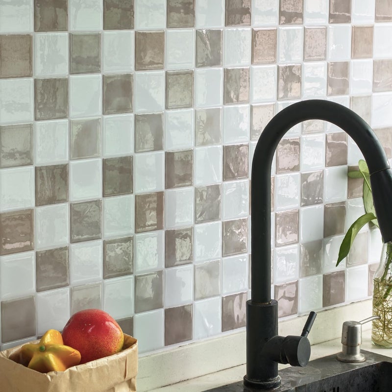 Alwayspon 10 Sheets Brown Beige White Mosaic 3D Peel and Stick PVC Backsplash Tiles, Self-Adhesive Wall Tile Stickers Stick on Subway Tiles for Kitchen Bathroom - Image 4
