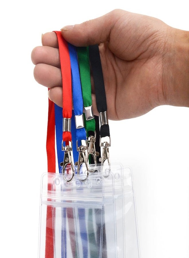 SLanC Lanyards 50 Pcs Bulk Lanyard for Id Badges Flat Red Lanyard with Badge Clip Swivel Hook (50, Red) - Image 2