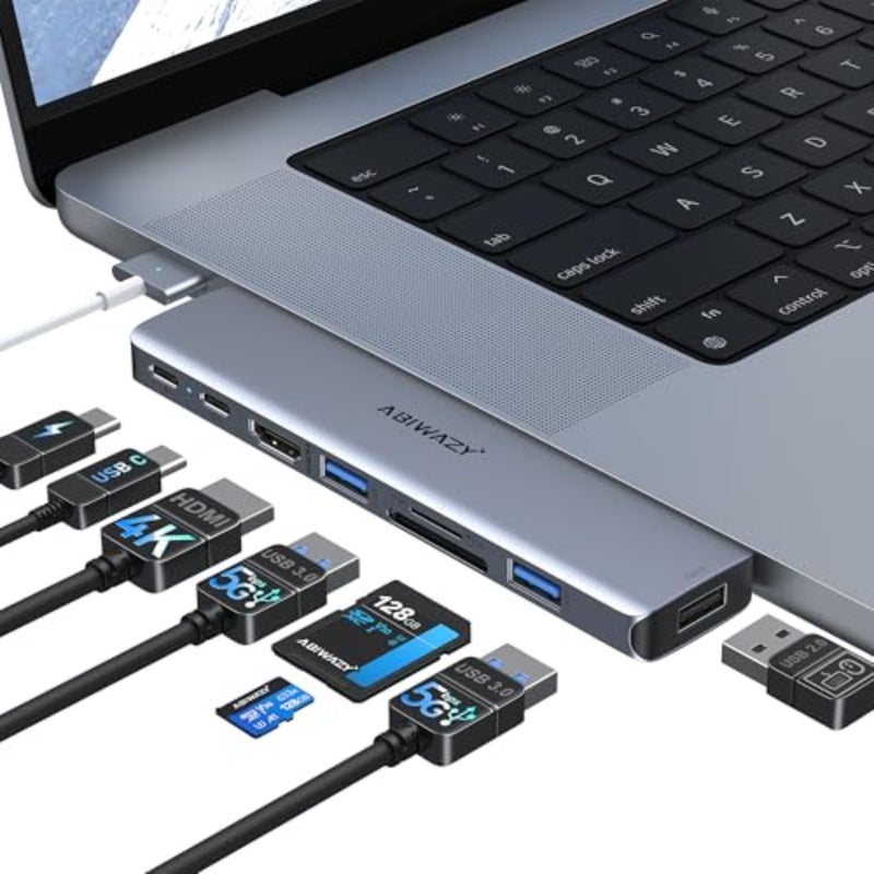 USB C Hub Adapter for MacBook Pro/Air M4 M3 M2 M1, 8-in-2 Mac USB Adapter Multiport, MacBook Accessories with Thunderbot 3, HDMI 4K@30Hz, USB-C/3 USB-A, SD/Micro SD Card Reader - Image 1