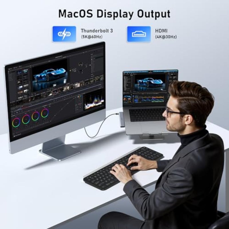 USB C Hub Adapter for MacBook Pro/Air M4 M3 M2 M1, 8-in-2 Mac USB Adapter Multiport, MacBook Accessories with Thunderbot 3, HDMI 4K@30Hz, USB-C/3 USB-A, SD/Micro SD Card Reader - Image 3